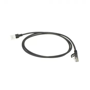 ACT Schwarz 10 Meter LSZH U/FTP CAT6A Datacenter Slimline Patchkabel mit rastfreien RJ45-Steckern