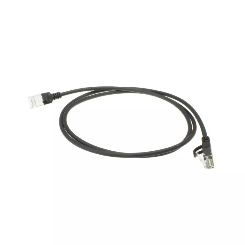 ACT Schwarz 10 Meter LSZH U/FTP CAT6A Datacenter Slimline Patchkabel mit rastfreien RJ45-Steckern