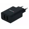 Power-Ladegerät SWISSTEN Travel Charger SW-21A105W-BK, 2×USB, 2,1A pro Anschluss (10,5W gesamt)