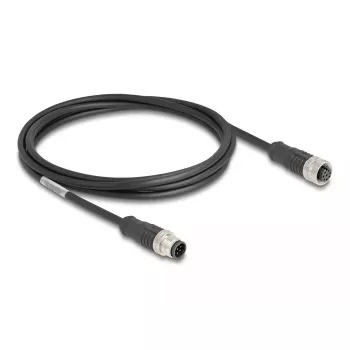 Netzwerkkabel DeLOCK M12 Kabel A-kodiert 8-polig Stecker auf Buchse Cat5e 2 m Schwarz