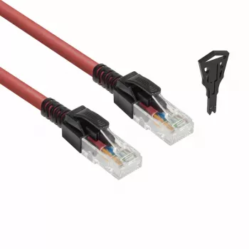 ACT Rot 2 Meter U/UTP CAT6A LSZH verriegelbares Patchkabel, rastnasenfrei mit RJ45-Steckern