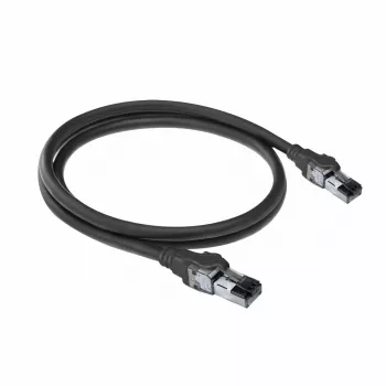 ACT Schwarz 2 Meter S/FTP CAT6A IDC 4PPoE / PoE++ 100W LSZH Patchkabel snagless mit RJ45-Steckern