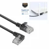 ACT Schwarz 2 Meter U/UTP CAT6A LSZH Slimline Patchkabel mit RJ45-Steckern 90° gewinkelt links auf gerade