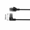 ACT Schwarz 2 Meter U/UTP CAT6A LSZH Slimline Patchkabel mit RJ45-Steckern 90° gewinkelt links auf gerade