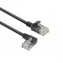 ACT Schwarz 3 Meter U/UTP CAT6A LSZH Slimline-Patchkabel mit RJ45-Steckern 90° abgewinkelt links auf gerade