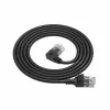 ACT Schwarz 3 Meter U/UTP CAT6A LSZH Slimline-Patchkabel mit RJ45-Steckern 90° abgewinkelt links auf gerade