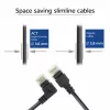 ACT Schwarz 3 Meter U/UTP CAT6A LSZH Slimline-Patchkabel mit RJ45-Steckern 90° abgewinkelt links auf gerade