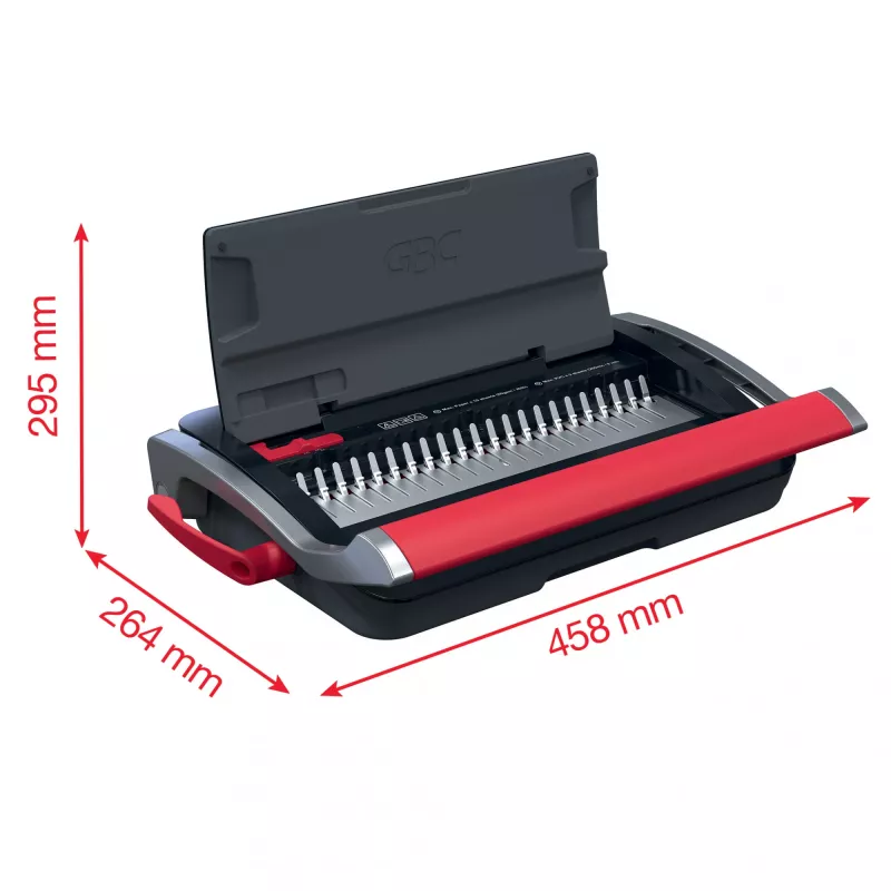 GBC CombBind® CB15 manuelle Bindemaschine, Kammbindemaschine, Manuell, 165 Blatt, Schwarz, Rot