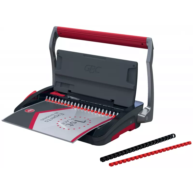 GBC CombBind® CB15 manuelle Bindemaschine, Kammbindemaschine, Manuell, 165 Blatt, Schwarz, Rot