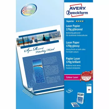 Fotopapier A4 Avery Premium Colour Laser 170 g/m² Glanz Weiß 1298