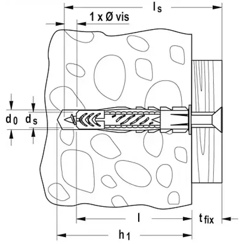 Universaldübel Fischer UX 5 x 30 R mit Rand