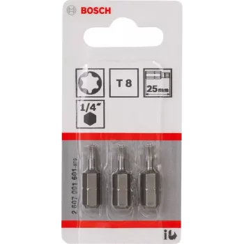 Schraubendreher-Bit Bosch 2607001601 T8 extra hart 3 Stück 25 mm