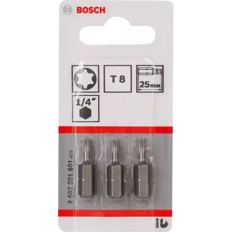 Schraubendreher-Bit Bosch 2607001601 T8 extra hart 3 Stück 25 mm