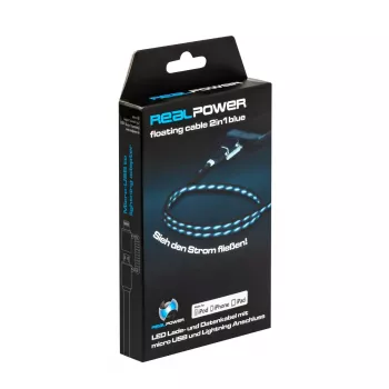 USB-A/Lightning-Kabel RealPower 0,75 m Schwarz/Blau