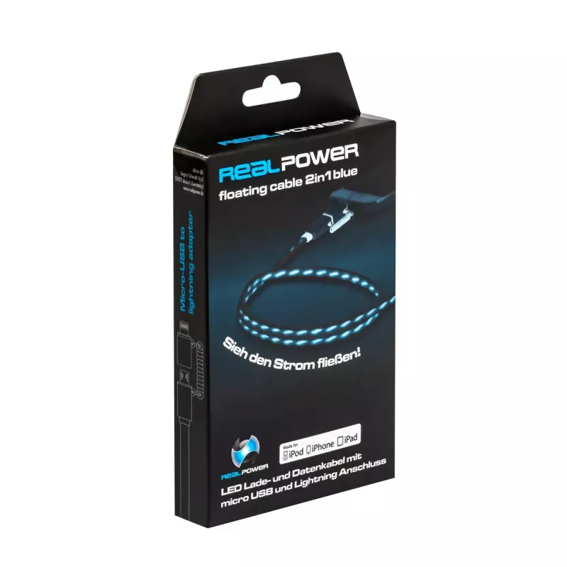 USB-A/Lightning-Kabel RealPower 0,75 m Schwarz/Blau