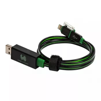 USB A/Lightning Kabel RealPower 0,75m Schwarz Grün