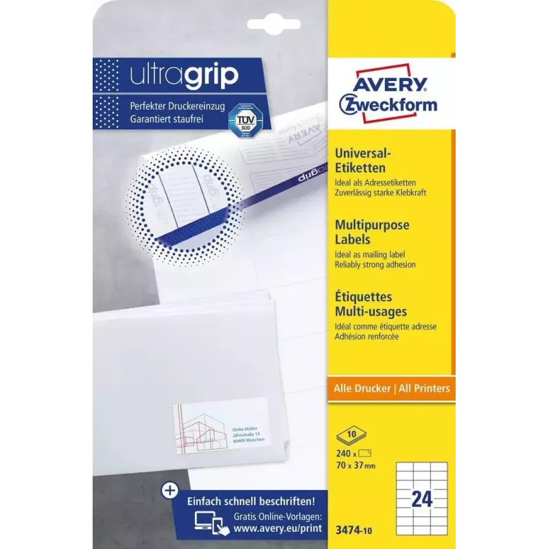 Selbstklebendes Etikett Rechteck AVERY 3474-10