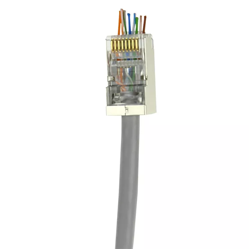 ACT RJ45 (8P/8C) CAT6 easyconnect geschirmter Modularstecker für Rundkabel mit massiven oder flexiblen Adern