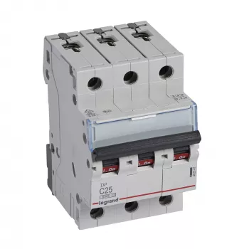 Leitungsschutzschalter Legrand Tx3 C25A 3‑polig 6 kA 3‑Module (MPN 403547)