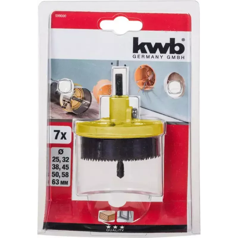 Lochsägenset KWB 599000 7-teilig 6,3 cm für Kunststoff Holz
