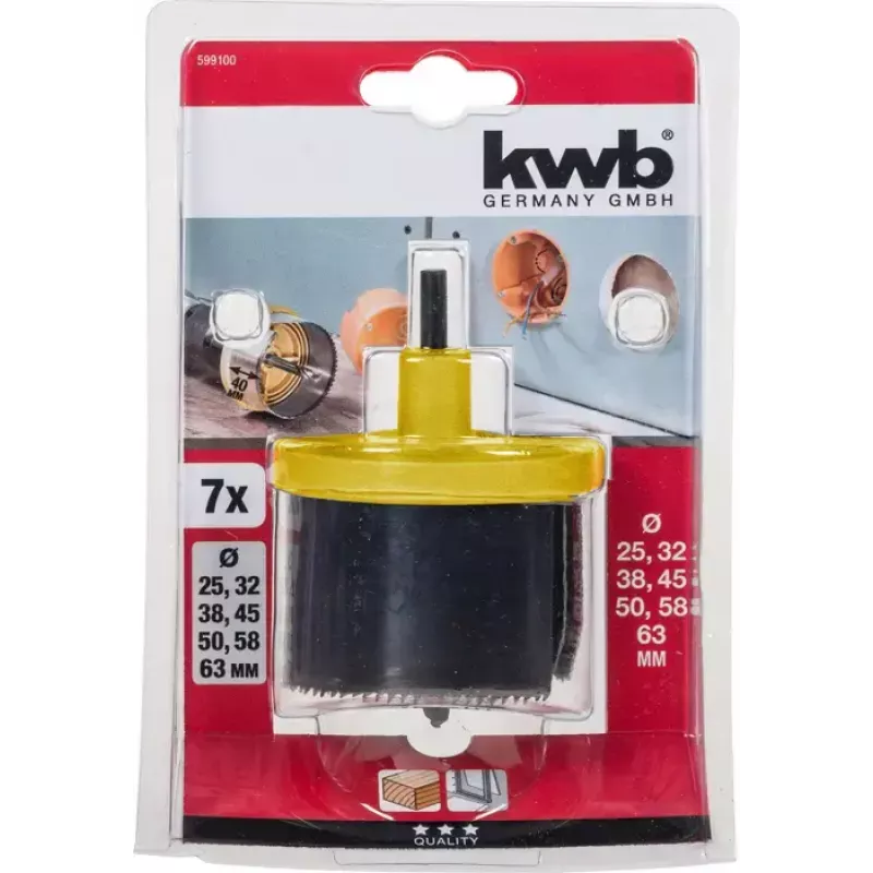 Lochsägen-Set KWB 599100 7-teilig 6,3 cm für Holz und Kunststoff