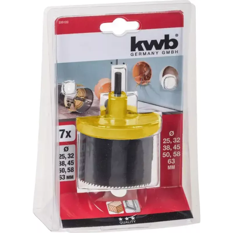 Lochsägen-Set KWB 599100 7-teilig 6,3 cm für Holz und Kunststoff