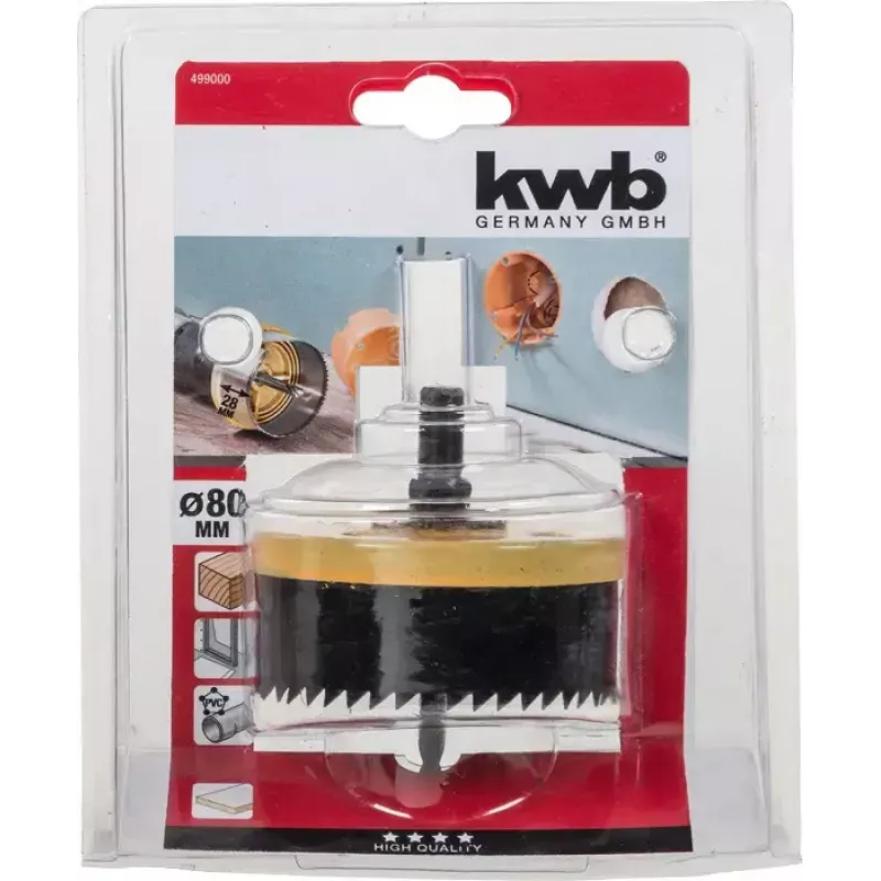 Lochsäge KWB 499000 8 cm Einzeln für Bohrmaschine Gipskarton Kunststoff Weichholz