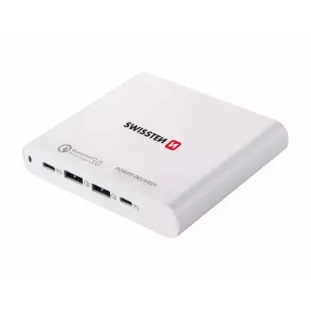 Reiseladegerät SWISSTEN SW-TCH-87W-PD30-QC30-W — 87W, PD 3.0, QC 3.0, für Smartphones und Laptops
