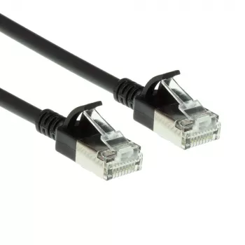 ACT Schwarz 3 Meter LSZH U/FTP CAT6A Datacenter Slimline Patchkabel mit Rasthaken-RJ45-Steckern