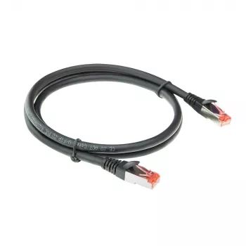 ACT Schwarz 2 Meter CAT6A U/FTP PVC Hochflexibles verhedderungsfreies Patchkabel mit angespritztem Knickschutz und RJ45-Steckern