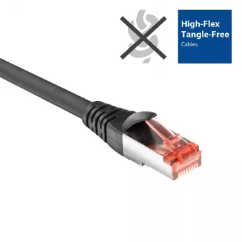 ACT Schwarz 3 Meter CAT6A U/FTP PVC hochflexibles verhedderungsfreies Patchkabel snagless mit RJ45-Steckern