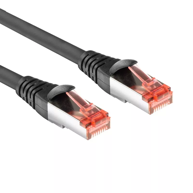 ACT Schwarz 7 Meter CAT6A U/FTP PVC hochflexibles, verwicklungsfreies Patchkabel mit RJ45-Steckern