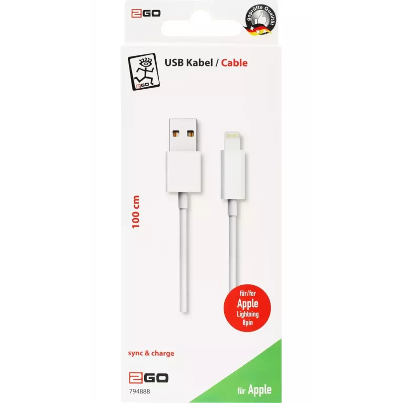 Lightning-Kabel 2GO 794888 1m Weiß USB B