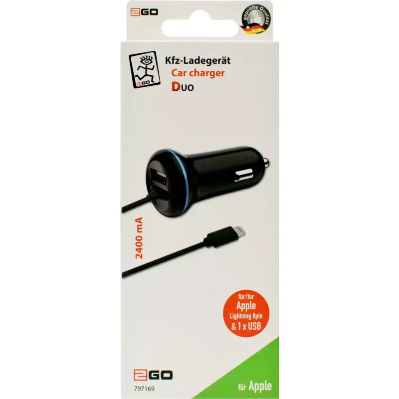 Mobiles Ladegerät 2GO 797169 Universal Schwarz Zigarettenanzünder Auto 12/24V