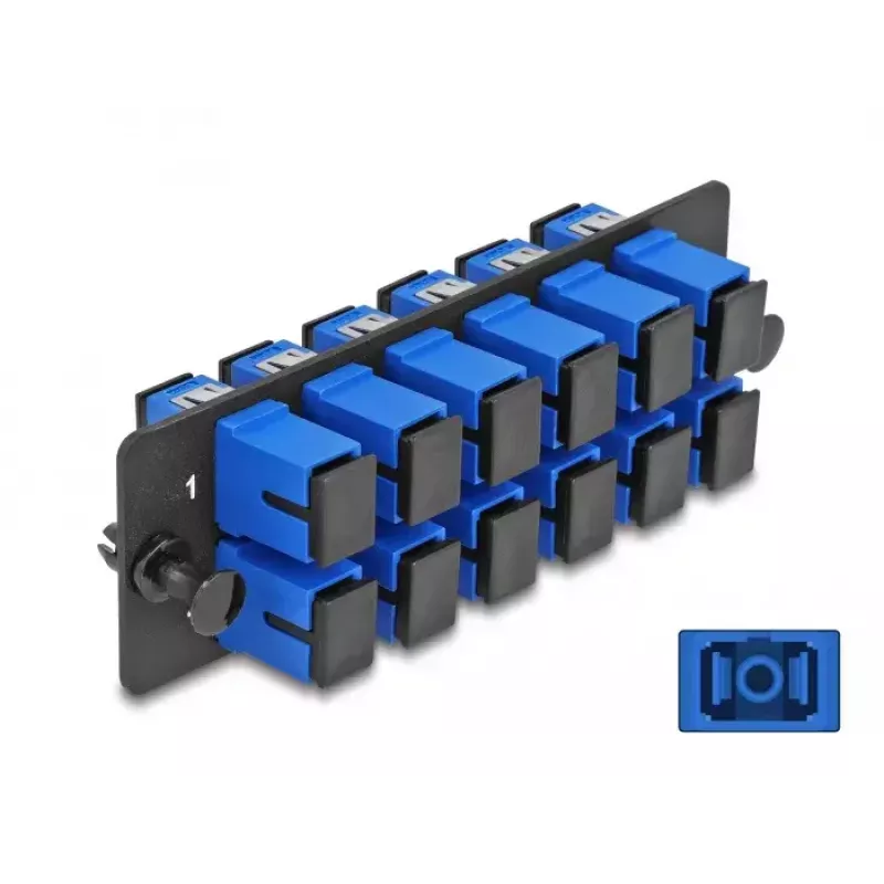 DeLOCK Glasfaser-Adapterpanel SC Simplex UPC 12 Ports Blau