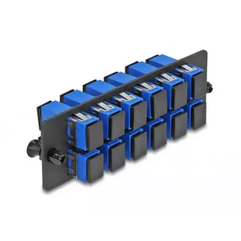 DeLOCK Glasfaser-Adapterpanel SC Simplex UPC 12 Ports Blau