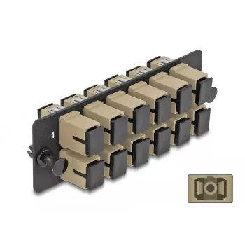DeLOCK Glasfaser-Adapterpanel SC Simplex OM1 OM2 12 Port Beige