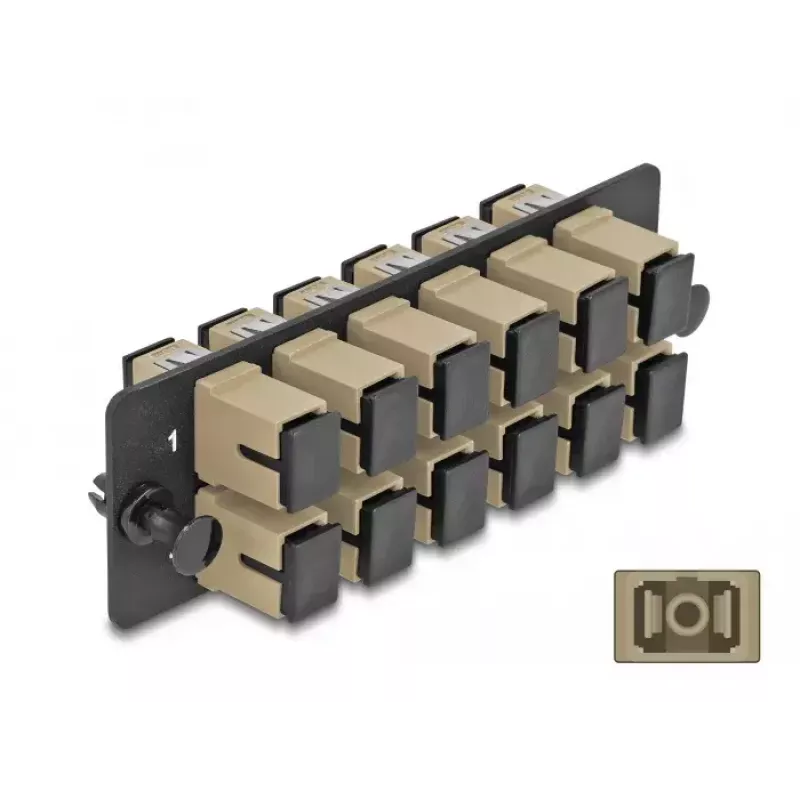 DeLOCK Glasfaser-Adapterpanel SC Simplex OM1 OM2 12 Port Beige