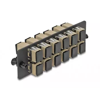 DeLOCK Glasfaser-Adapterpanel SC Simplex OM1 OM2 12 Port Beige