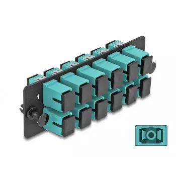 DeLOCK Glasfaser-Adapterpanel SC Simplex OM4 12 Port Aqua