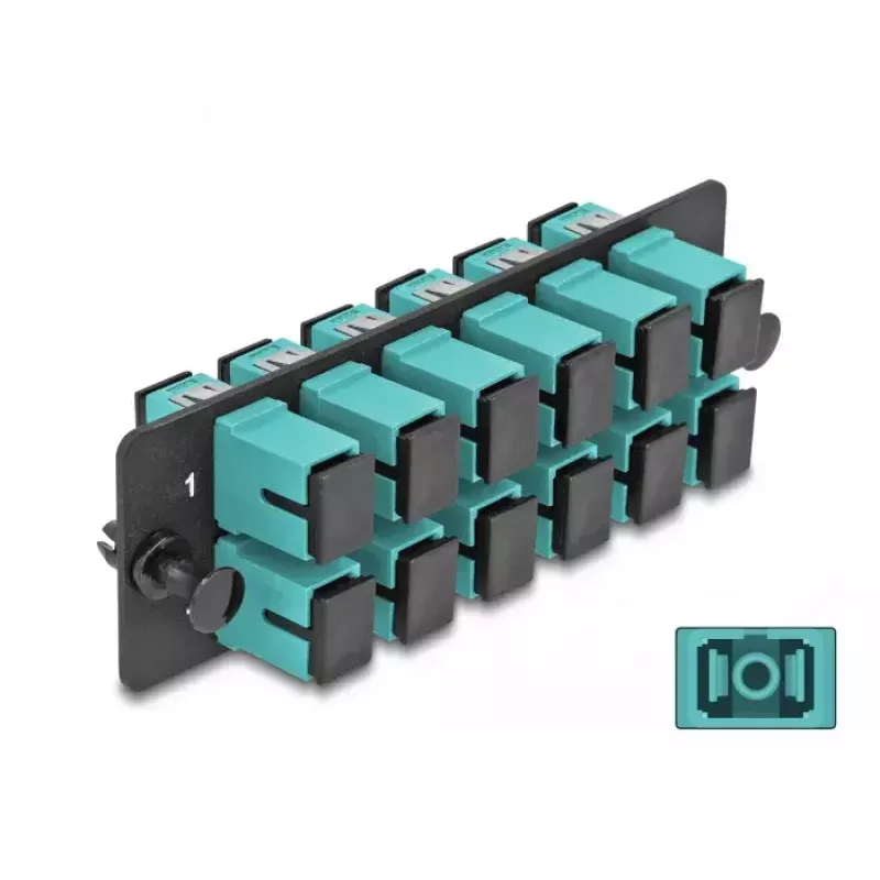 DeLOCK Glasfaser-Adapterpanel SC Simplex OM4 12 Port Aqua