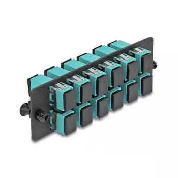 DeLOCK Glasfaser-Adapterpanel SC Simplex OM4 12 Port Aqua