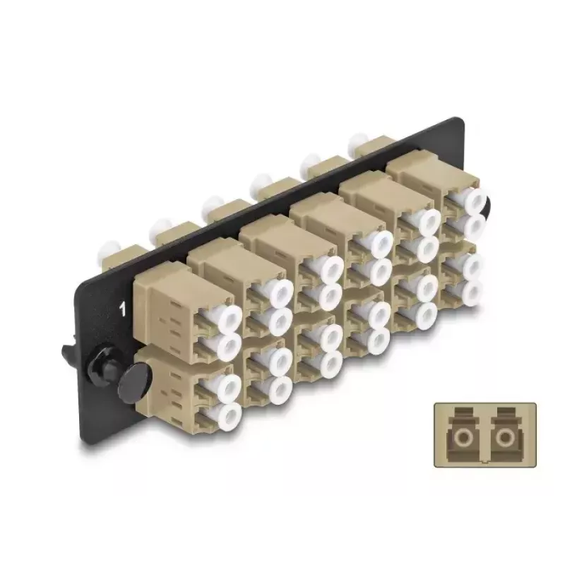DeLOCK Glasfaser-Adapterplatte LC Duplex OM1 OM2 12 Port Beige