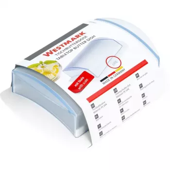Butterdose Westmark 21162270, Polypropylen (PP), rechteckig, 157×110×55 mm, blau/weiß