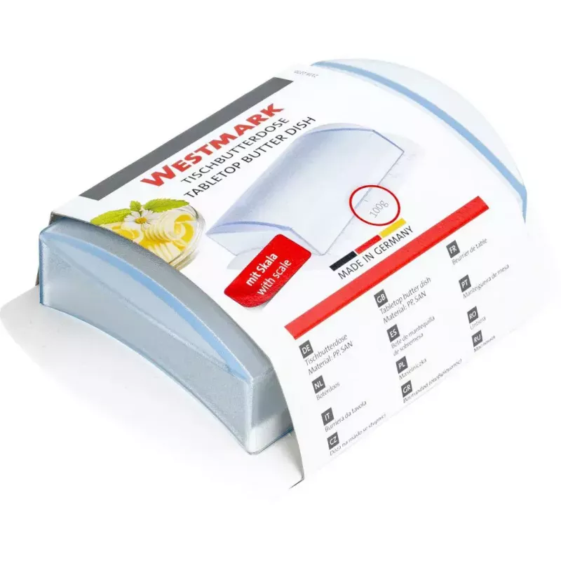 Butterdose Westmark 21162270, Polypropylen (PP), rechteckig, 157×110×55 mm, blau/weiß