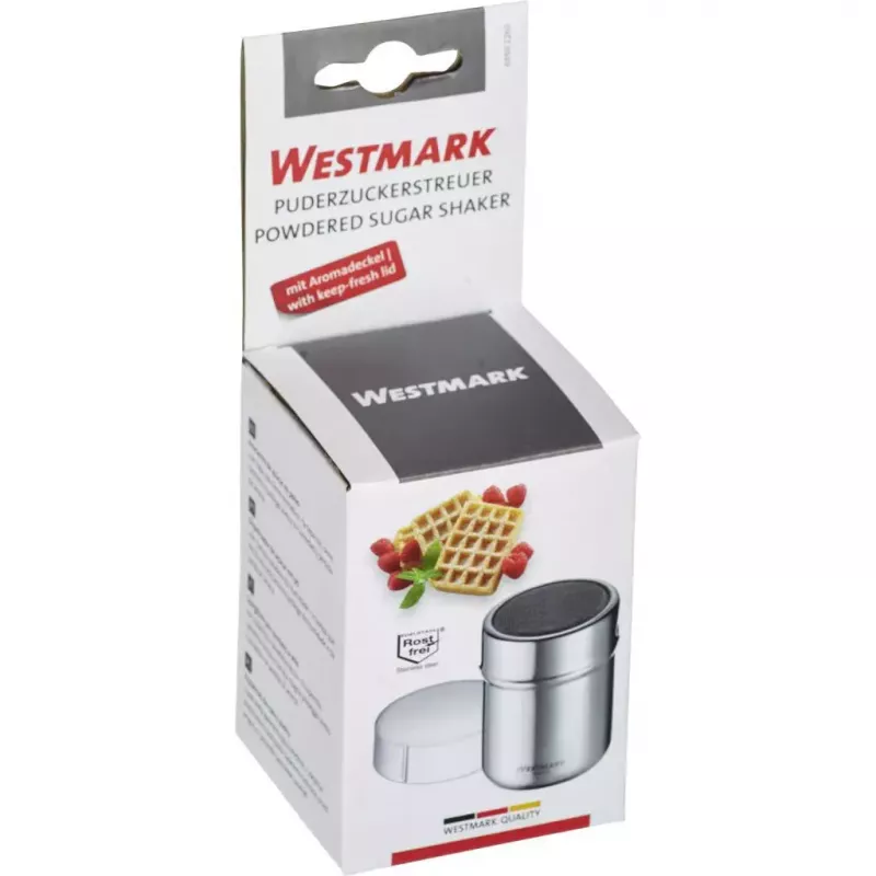 Zuckerspender Westmark 69502260 — rundes Edelstahlgehäuse mit Polypropylen-Komponenten, 62×62×82 mm