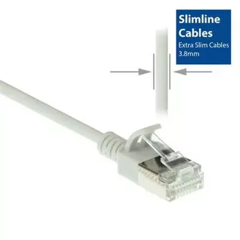 ACT Grau 10m LSZH U/FTP CAT6A Rechenzentrums-Slimline-Patchkabel rastnasenfrei mit RJ45-Steckern
