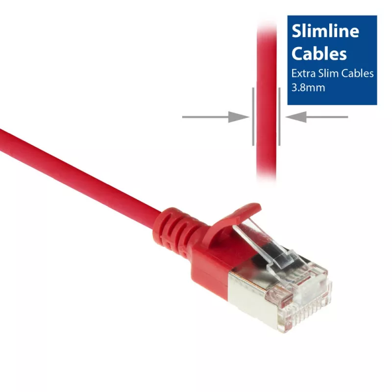 ACT rot 10 m LSZH U/FTP CAT6A Datacenter-Slimline-Patchkabel mit RJ45-Steckern