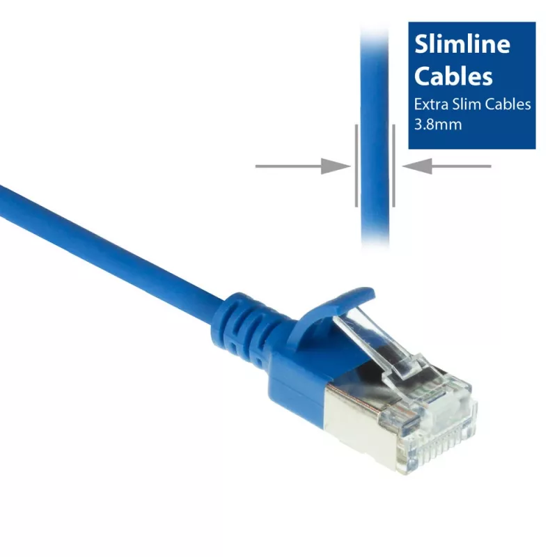 ACT Blau 7m LSZH U/FTP CAT6A Datacenter-Slimline-Patchkabel mit Rastnasenschutz und RJ45-Steckern