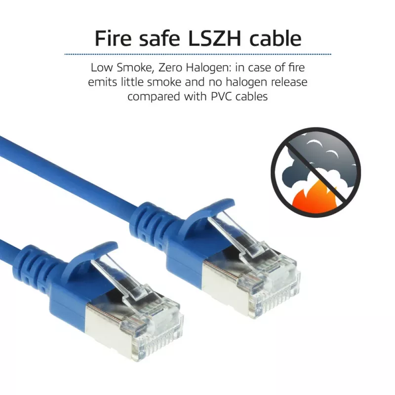 ACT Blau 7m LSZH U/FTP CAT6A Datacenter-Slimline-Patchkabel mit Rastnasenschutz und RJ45-Steckern
